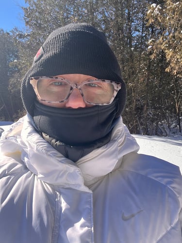 Selfie of Colleen on a cold, sunny winter day