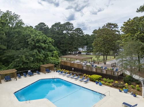 Aerial View of Swimming Pool at Mill House at East Cobb in Marietta, GA