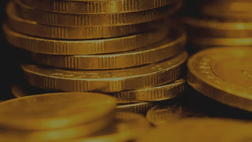 close up of gold coins