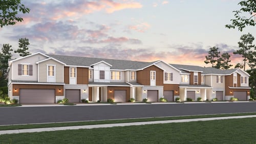 townhome building with neutral exterior and separate garages