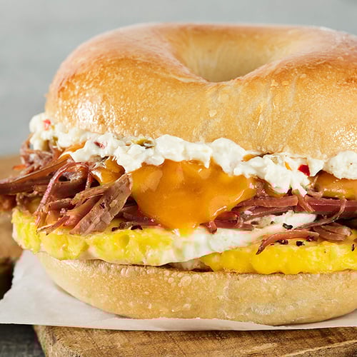 Brueggers Bagels Smokehouse Brisket Egg Sandwich