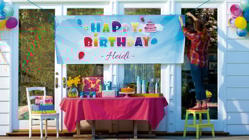 Hanging banner for birthday party
