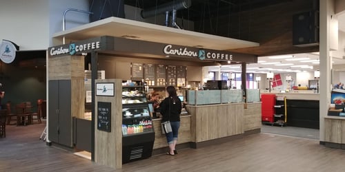 Storefront of the Caribou Coffee at 113 South Waite Avenue in Waite Park