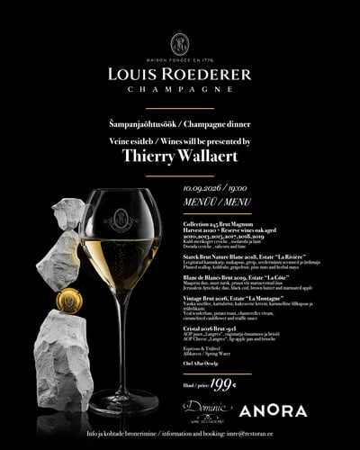 Louis Roederer šampanjaõhtusöök – Thierry Wallaert, 10.09.2026