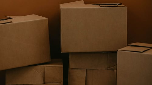 boxes in a storage unit
