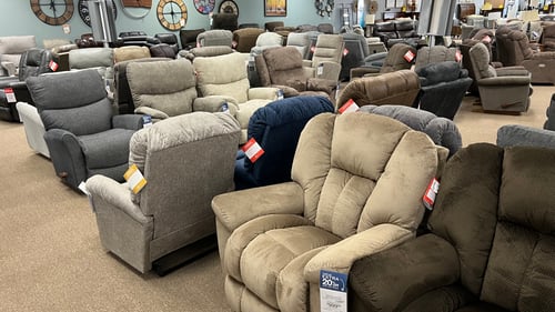 Recliners at Slumberland Furniture Store in Thief River Falls,  MN