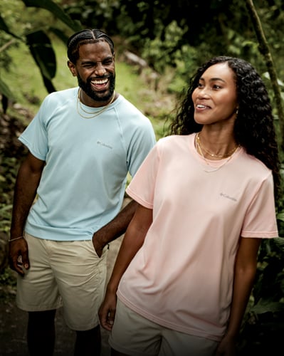 Two people laughing