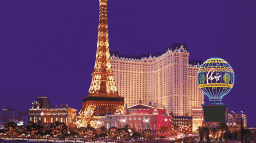 Paris Las Vegas Hotel & Casino in Las Vegas - Night Skyline