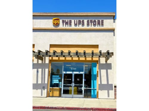 Storefront of The UPS Store #8059 in San Bernardino, CA.