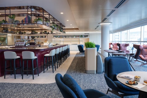 Full bar and seating area