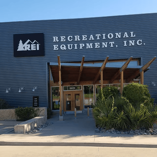 The front of the REI store in Dallas, Texas