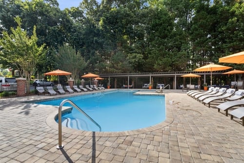 Swimming pool area at The Hartley at Sweetwater Creek, Duluth, GA, 30096