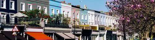 Knight Frank Notting Hill Lettings Agents - Notting Hill office Spring Blossom and colourful London townhouses