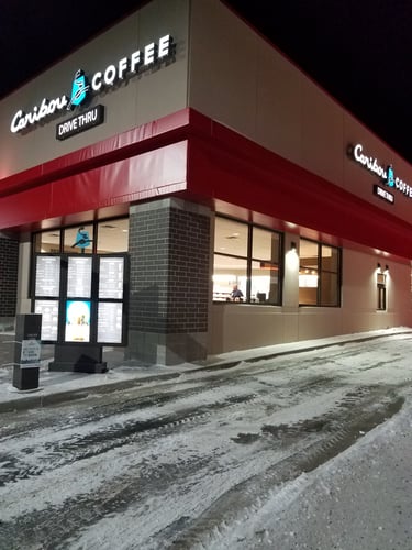 Storefront of the Caribou Coffee at 900 43rd AVE NE in Bismarck