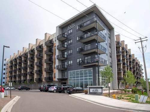 Apartment Building Exterior at The Axis, Minnesota, 55441