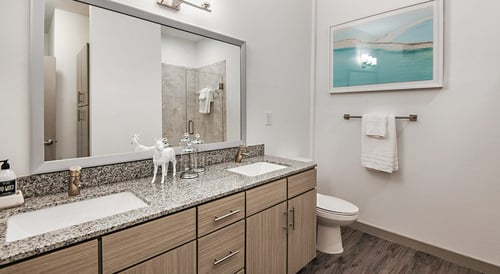 apartment bathroom in a unit at the 52 Apartments complex in pensacola, fl
