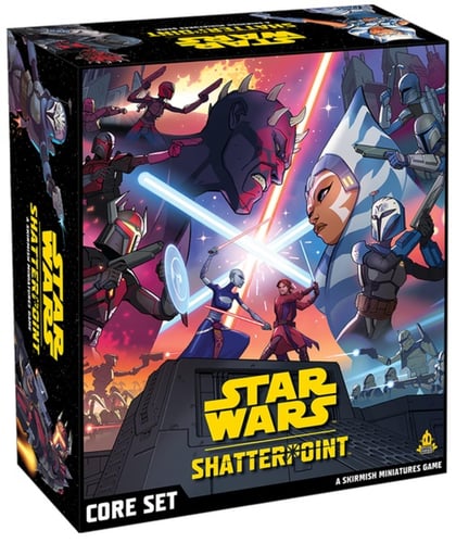 Star Wars Shatterpoint Core Set Iconic characters from across the Star Wars galaxy clash in this new miniatures skirmish game! Collect, assemble and paint your own squads of heroes, villains, and their allies and pit them against one another in tense duels to control key battlefield objectives.