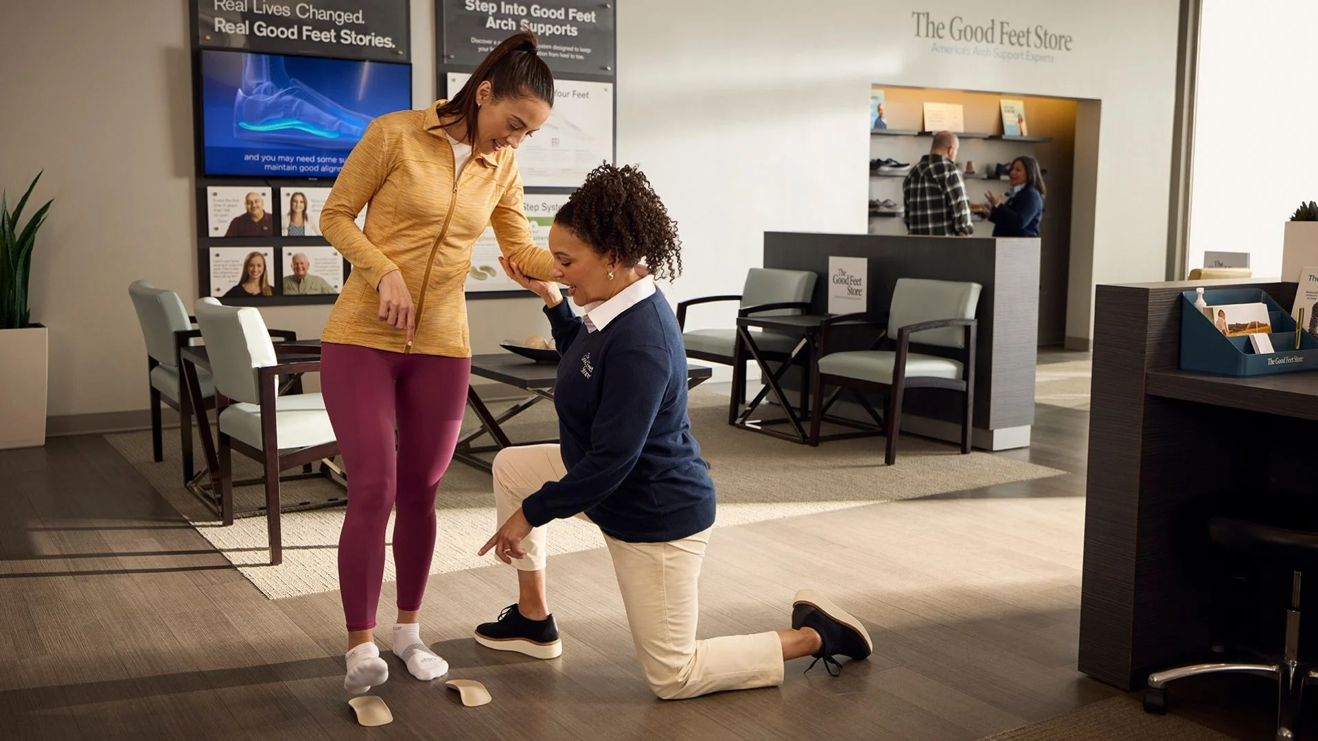 Arch Support Specialists giving personalized fitting at the Good Feet Store