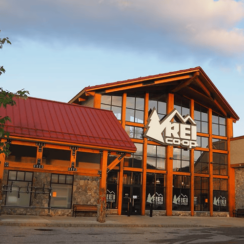 The front of the REI store in North Conway, New Hampshire