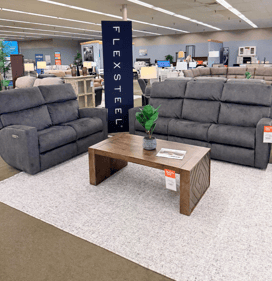 Amazing Flexsteel reclining sofa and loveseat for lifelong lasting quality. Choose from hundreds of fabrics to personalize the sofa. Test out the fantastic set here at Slumberland Furniture in Burlington Iowa