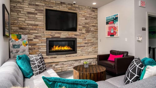 Community Lounge with Stonewall Fireplace