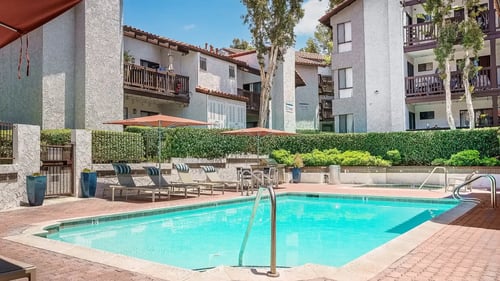 Apartment complex with pool at Ridgecrest Apartments, Lake Forest, CA