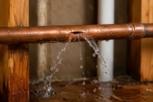Plumber installing residential PEX water supply lines