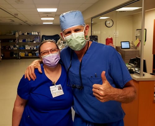 Dr. Lawrence Schmetterer with one of his staff at their vein clinic Ohio
