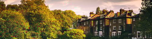 Knight Frank Hampstead Estate Agents - Hampstead - Scenic view of lake by buildings against sky during sunset, Hampstead Heath desktop