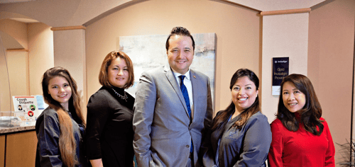 westlake dental group photo in front of reception desk