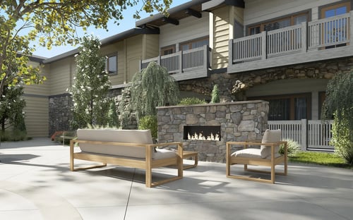 Outdoor Fireplace at Hearthstone Lodge Senior Residences in Auburn, CA 95602