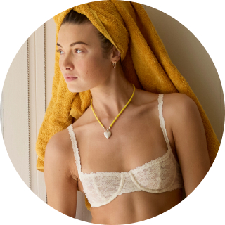 Woman wearing bra.