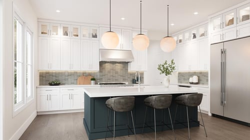 Gourmet kitchen boasts a large center island and plenty of storage