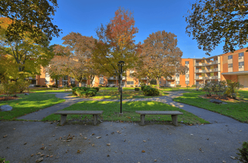 Park with Benches at Morton Village Apartments, Mattapan, 02126