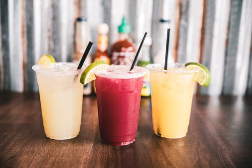 Three margaritas on a table