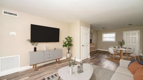 Modern living room at Palm Cove Apartments, Daytona Beach, FL