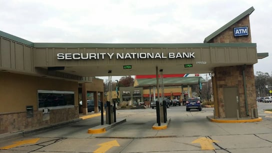 Exterior of Security National Bank - Rockbrook branch in Omaha, NE.