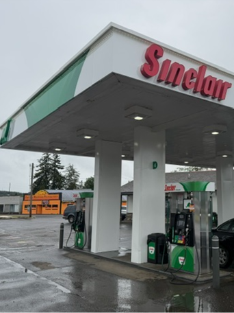 Sinclair gas station fueling island