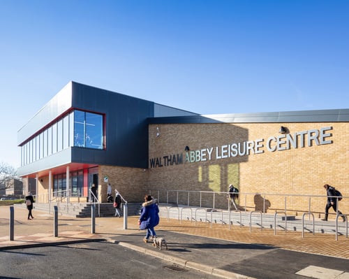 Outside the entrance of Waltham Abbey Leisure Centre