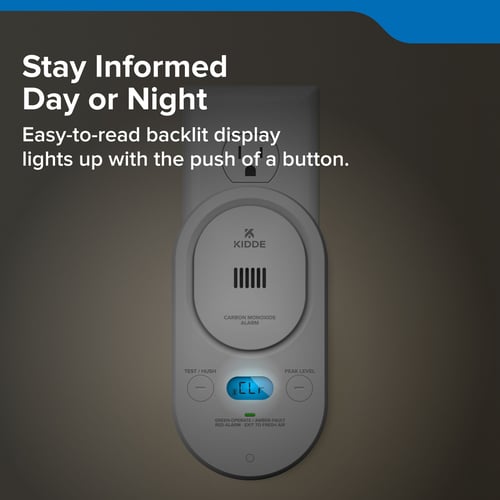 Stay Informed day or night. Easy to read backlit display lights up with the push of a button.
