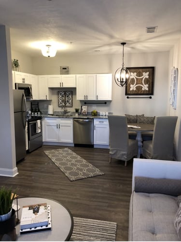 Kitchen and Living Room at Highland Hills Apartments in Grovetown, GA