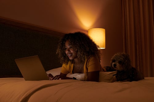 Content creator on laptop