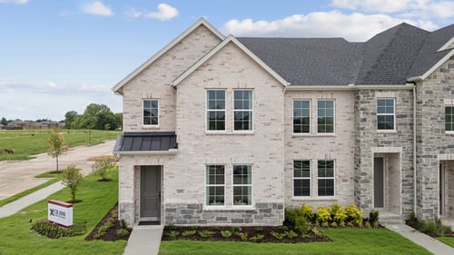 Exterior of the CB JENI Homes model home at Twin Creeks Watters in Allen, TX.