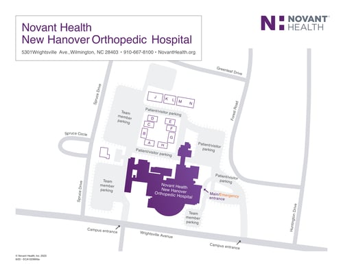 Campus map for New Hanover Orthopedic Hospital