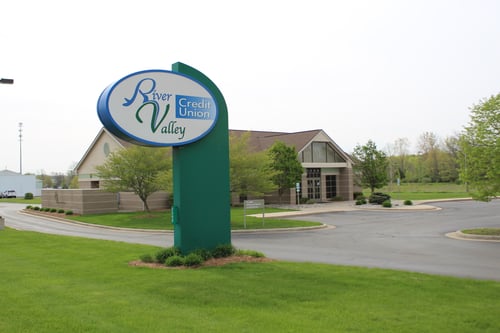 River Valley Credit Union sign and building