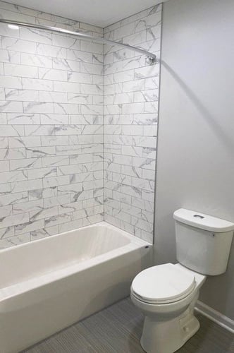 Bathroom with backsplash tiles