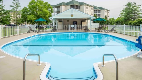 The outdoor pool at The Suites at Fall Creek.