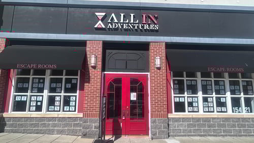 All In Adventures Escape Rooms Storefront located at Bowie Town Center in Bowie, MD with multiple escape room themes that are perfect for all ages.