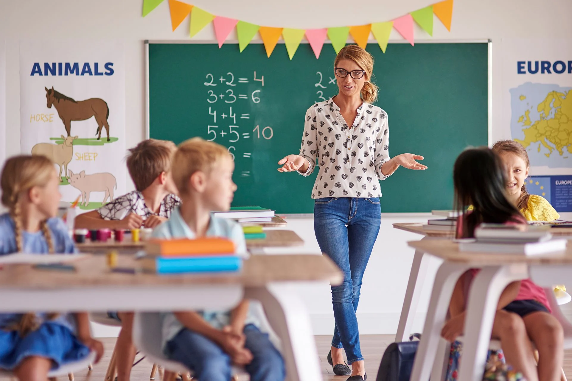 teacher standing while in class with comfortable shoes