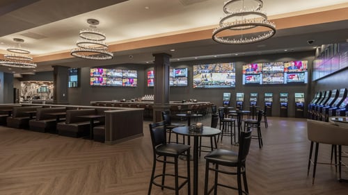 Caesars Sportsbook at Horseshoe Bossier City interior seating and TV's.